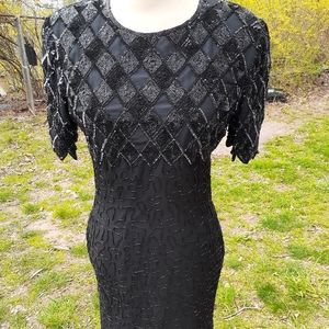 Vintage Laurence Kazar Black Beaded Dress